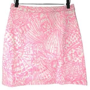 Lilly Pulitzer Pelican Pink Adeline Skirt Size 4 Short Lined Shell Print Preppy